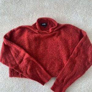 Express Women's Burnt Orange Cowl Neck Sweater